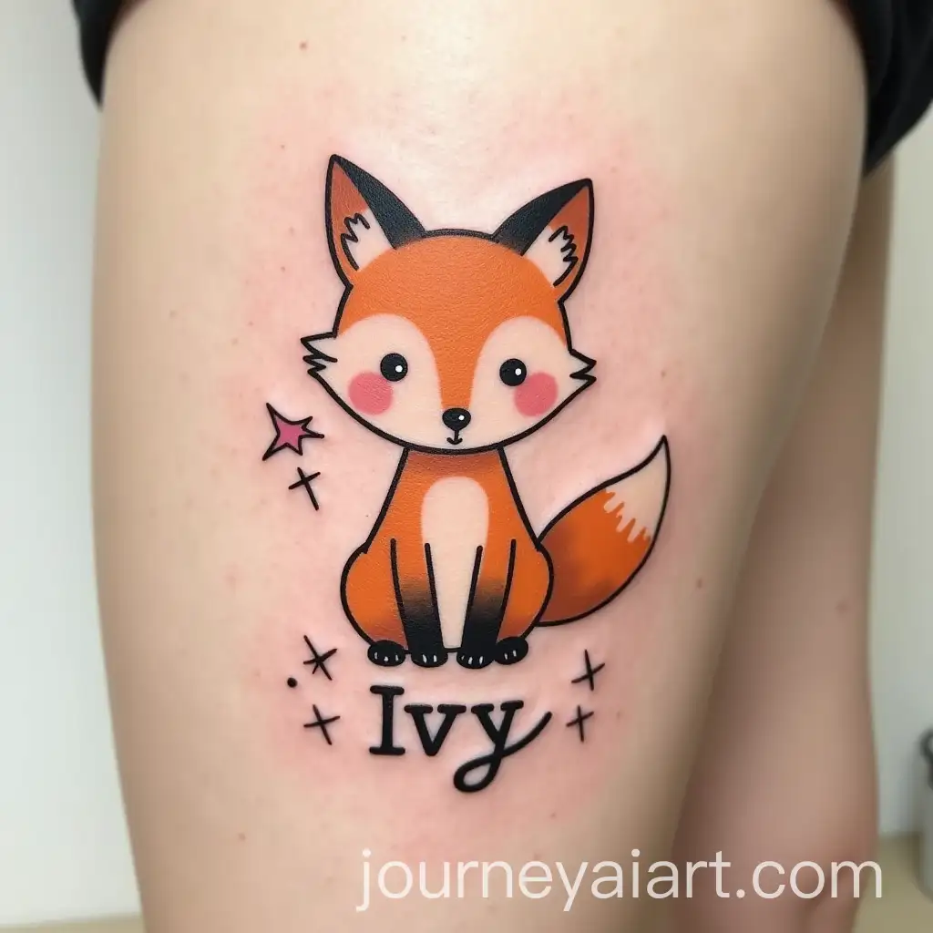 Cute-Fox-Tattoo-Design-Featuring-the-Name-Ivy