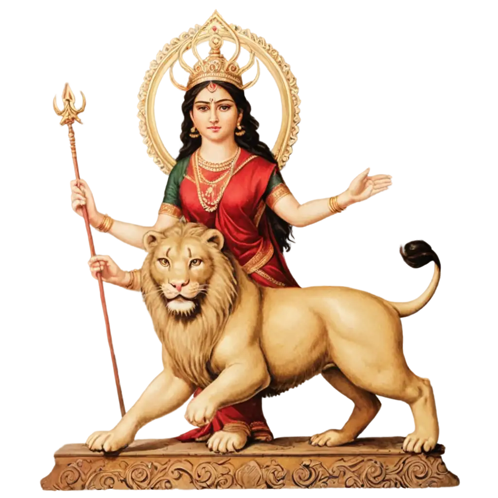 Stunning-Durga-Mata-with-Lion-PNG-Image-for-Enhanced-Digital-Use