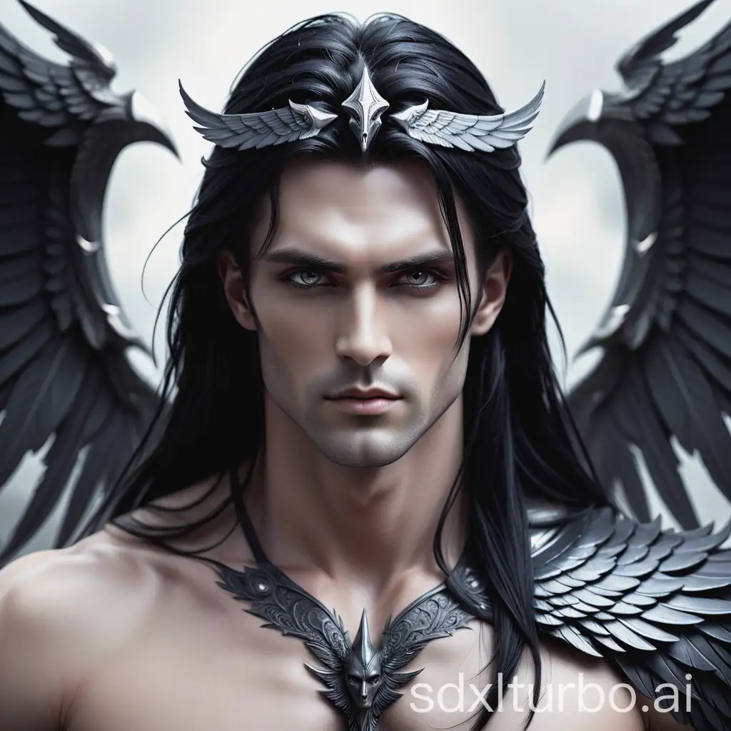 Handsome-Guardian-Warrior-God-with-Black-Wings-and-Dark-Silver-Eyes