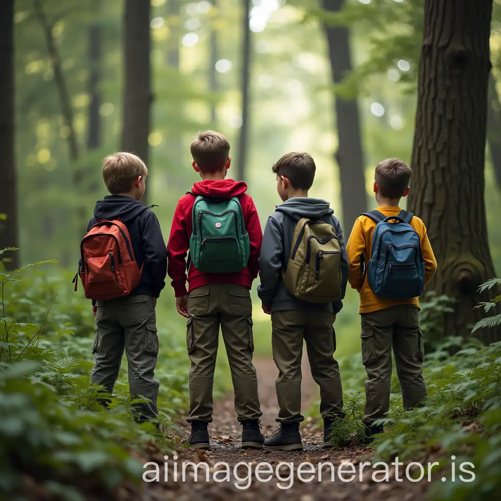 Four-14YearAI-Image-ExpansionOld-Boys-Exploring-a-Forest