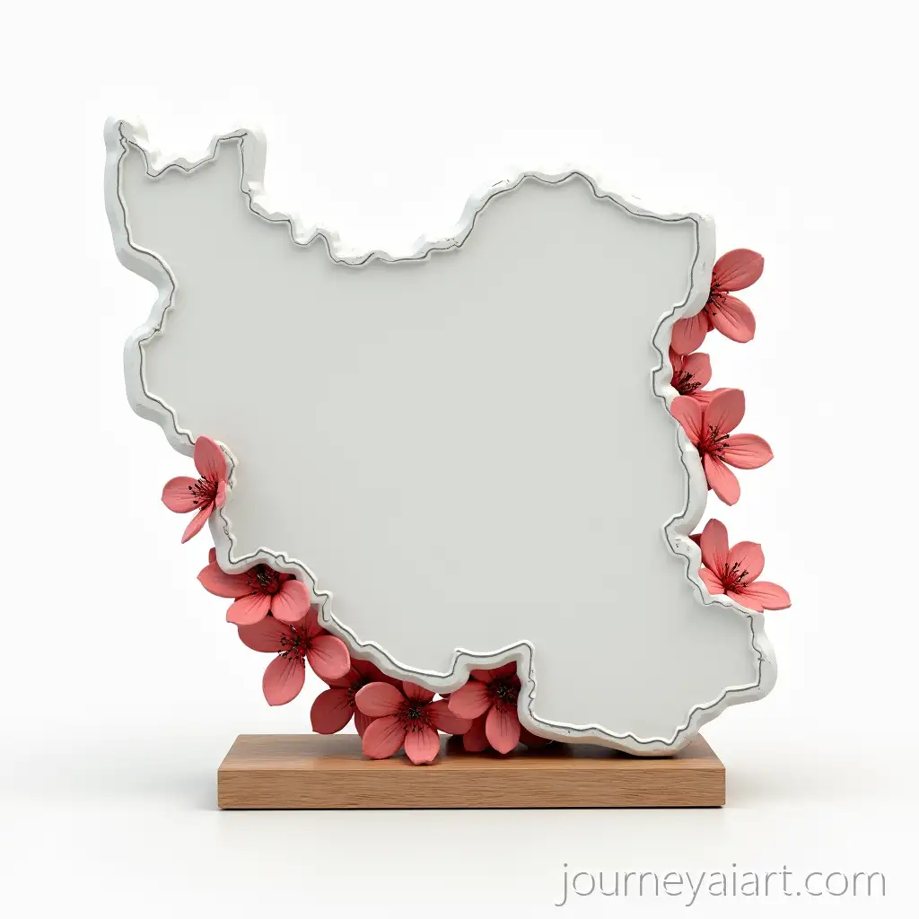White-Plaster-Statue-of-Iran-MapWhite-Plaster-Iran-Map-Surrounded-by-IvyRed-Jasmine-Flowers