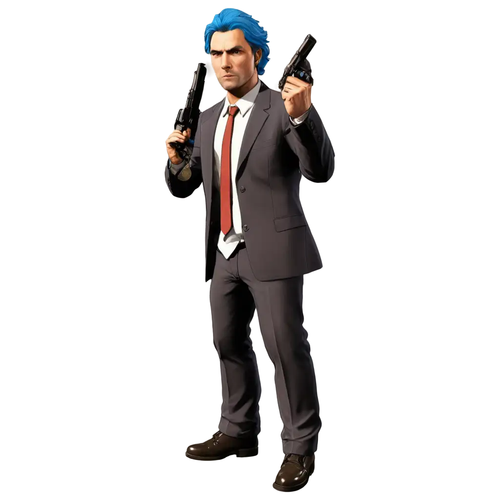 Stunning-PNG-of-a-GTA-V-Character-with-Blue-Hair-and-Gun-for-Enhanced-Visual-Impact