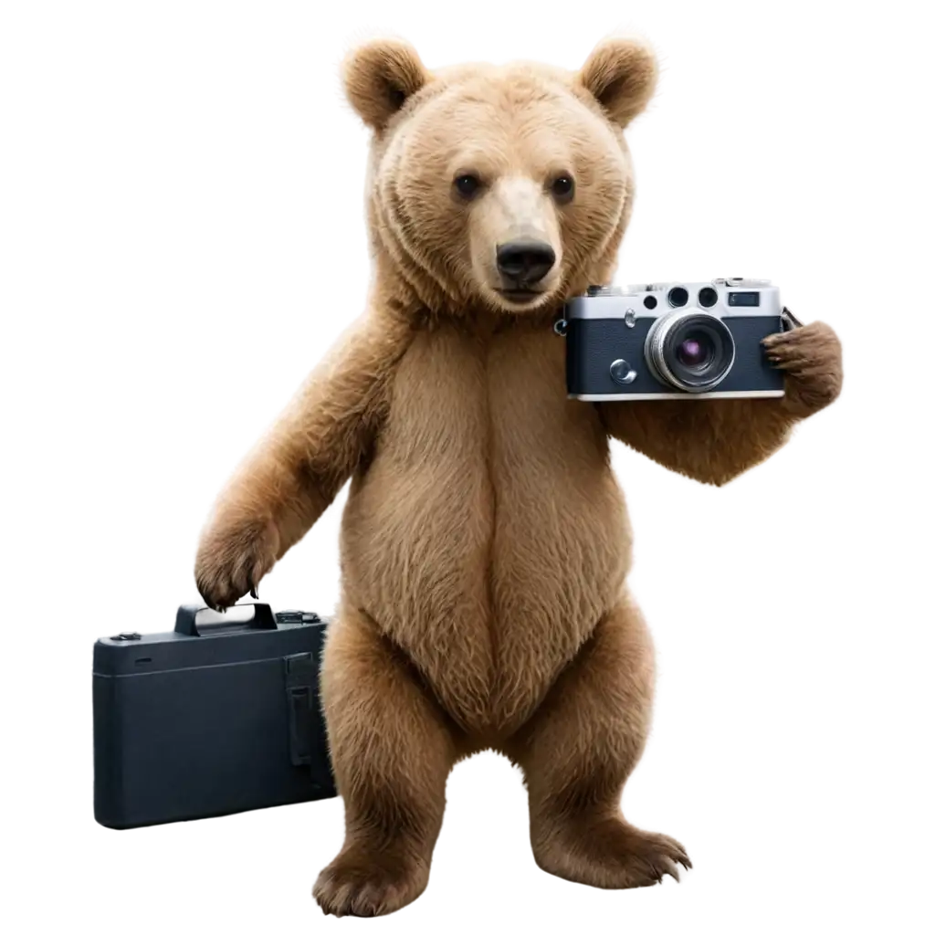 Capturing-Creativity-Bear-with-Photo-Camera-PNG-Image