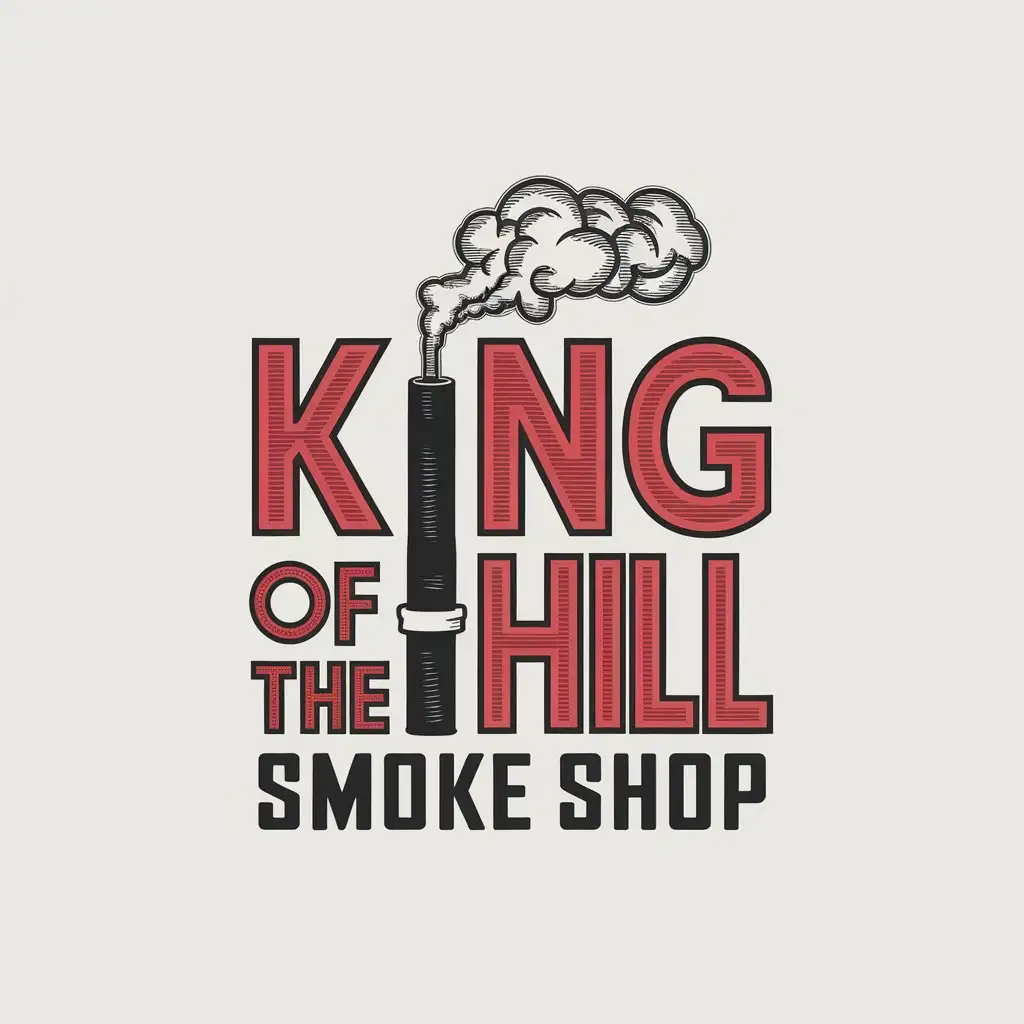 LOGO Design for King of the Hill Smoke Shop Red Black with Smoke Theme