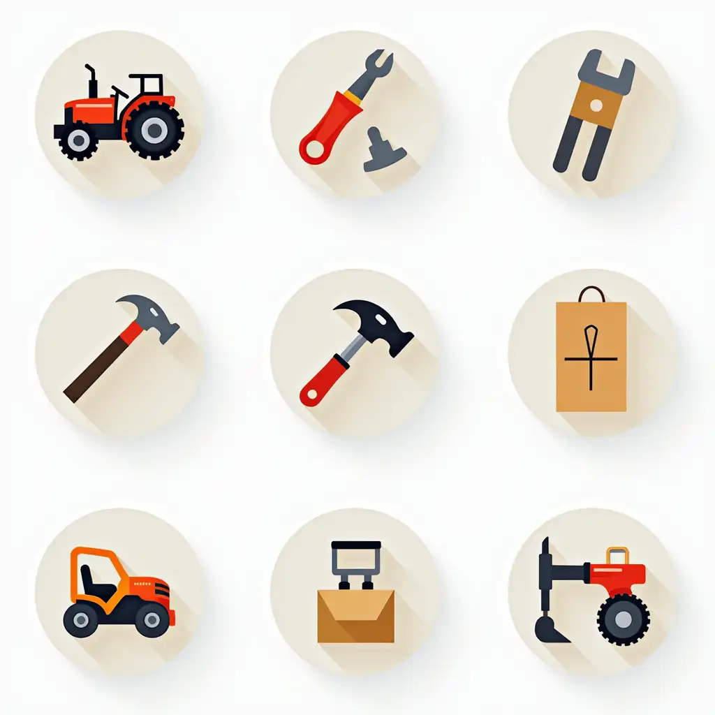 icons of tractor parts and tools