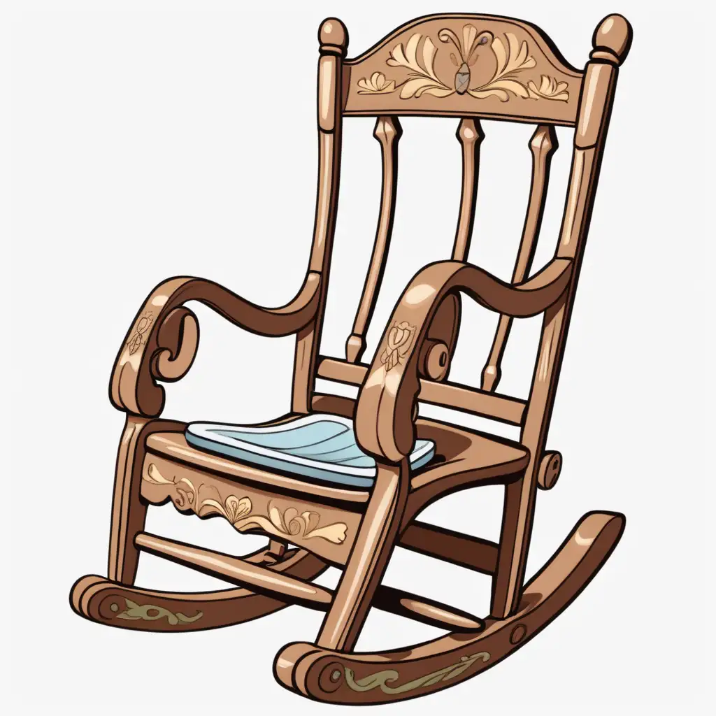 Cartoon Illustration of a Rocking Chair on a White Background