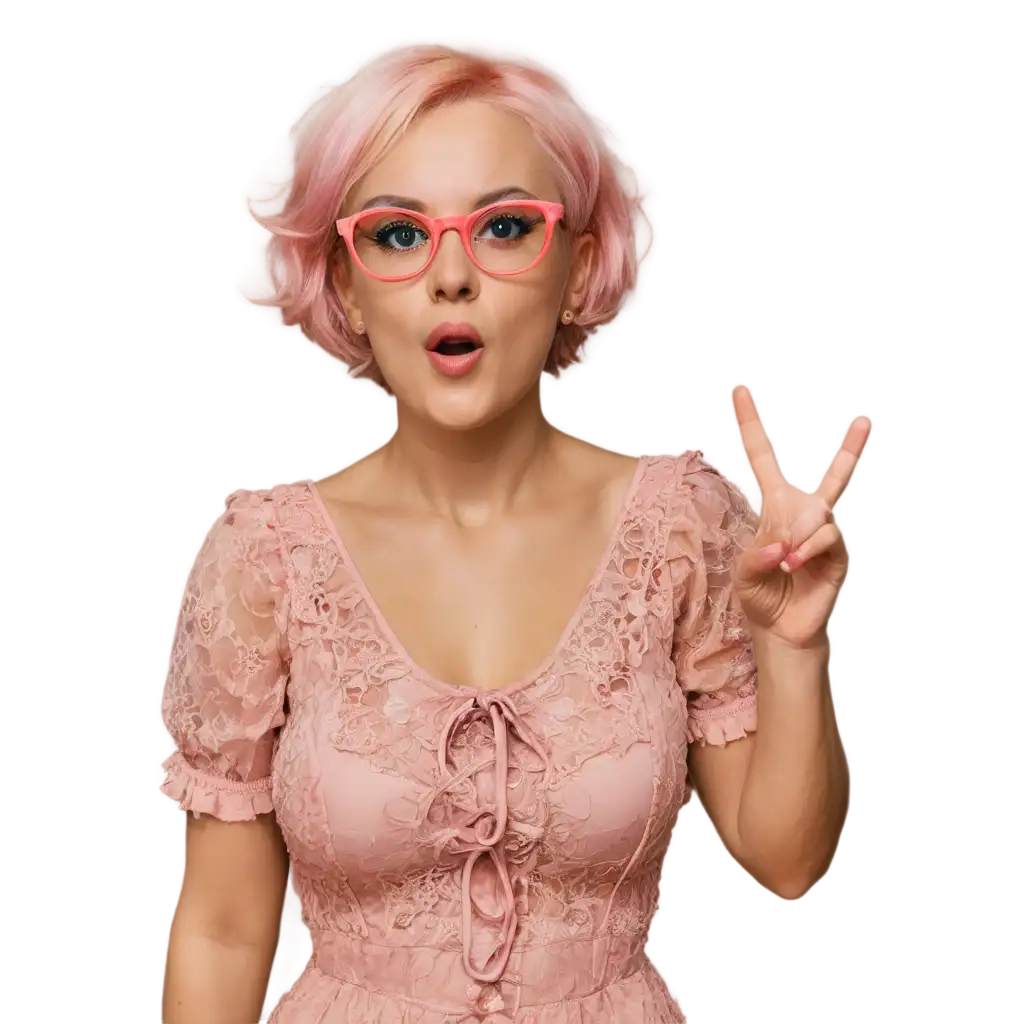 HyperRealistic-PNG-Fashion-Portrait-of-an-Eccentric-Woman-with-Pink-Hair-and-Round-Glasses