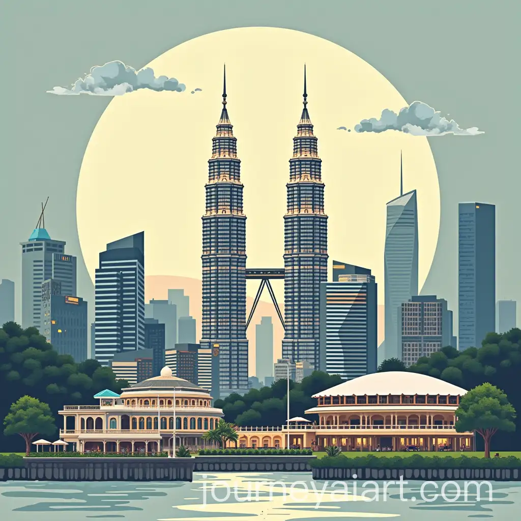 Singapore-and-Malaysia-Travel-Poster-with-Scenic-Landmarks