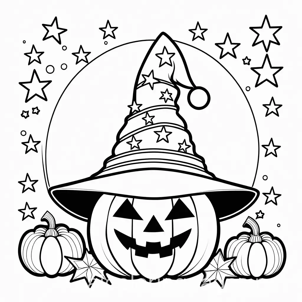 Wizard-JackoLantern-Coloring-Page-with-Starry-Hat