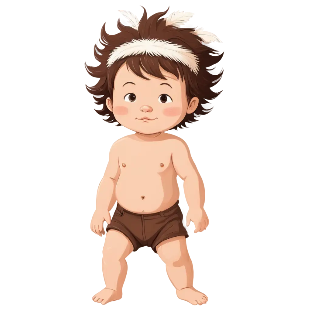 Cartoon-Style-PNG-Illustration-of-FairSkinned-Baby-Boy-with-Feather-Headdress