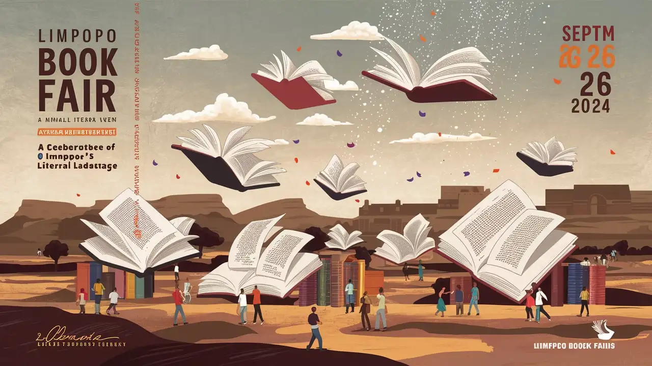 Limpopo Book Fair 2024 Celebrating Literary Diversity with Falling Books and Iconic Landscapes