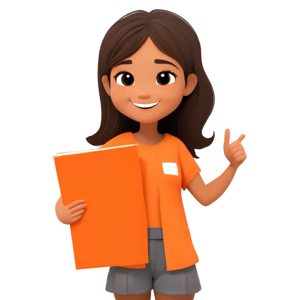 Happy-Girl-Student-with-Orange-Cloth-Pass-Exams-Cartoon-PNG-Image