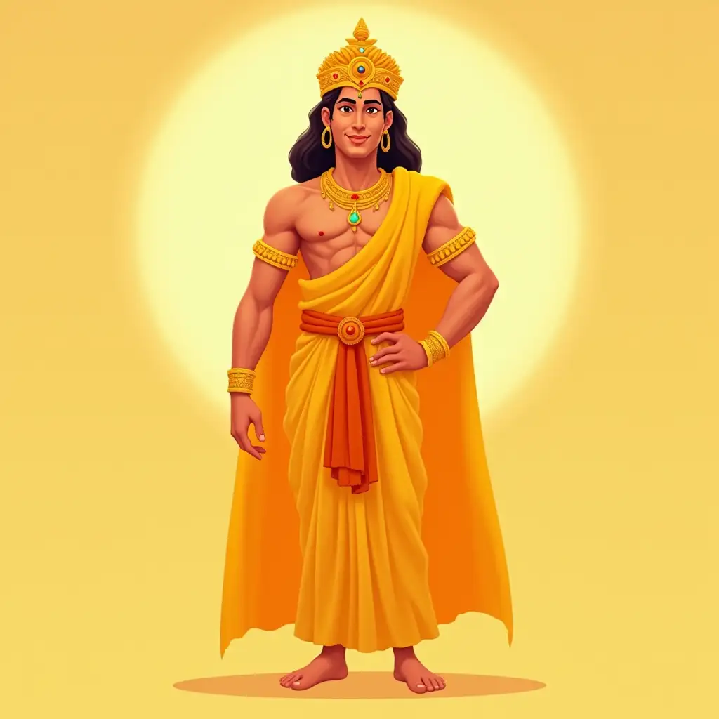 Minimalist-2D-Character-Design-of-Surya-Dev-the-Hindu-Sun-God