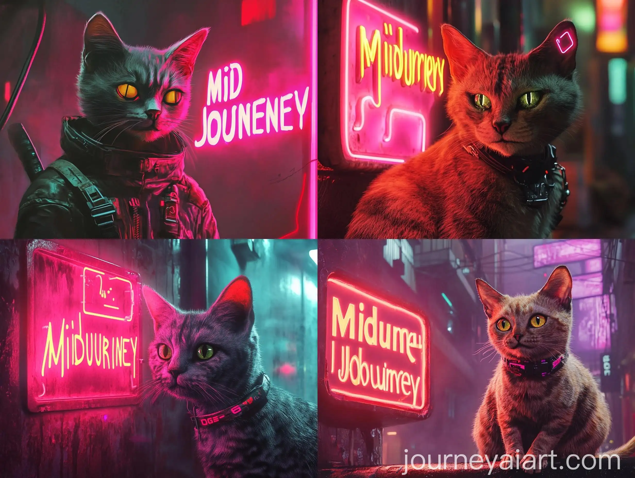 Cyberpunk-Cat-with-Neon-Sign-Midjourney