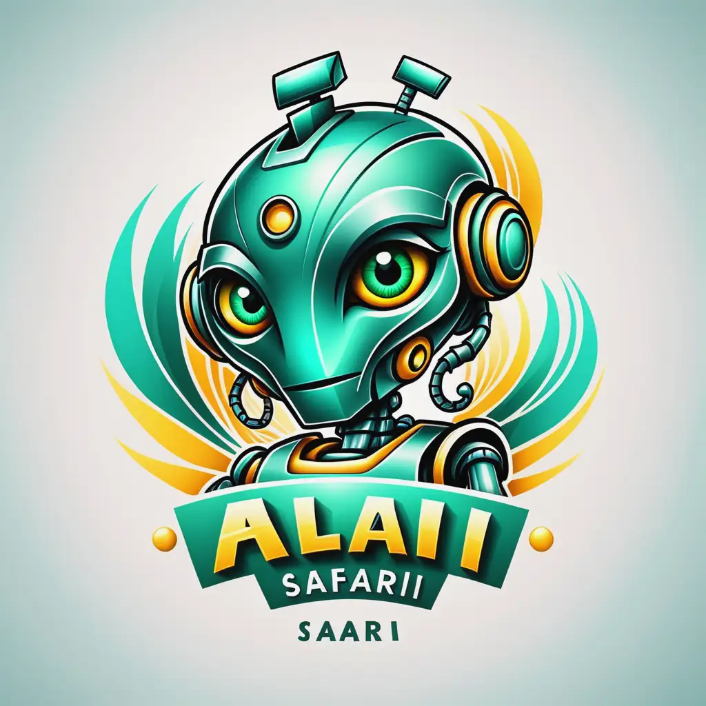 Ali-Tattoo-Safari-Logo-with-Robot-Technology-and-Cheerful-Color-Waves