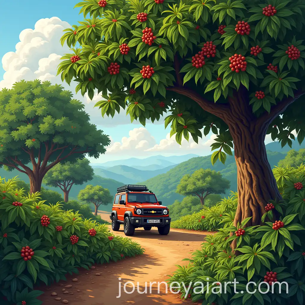 Coffee-Plantation-with-Coffee-Tree-and-Chevrolet-Vitara-in-Background