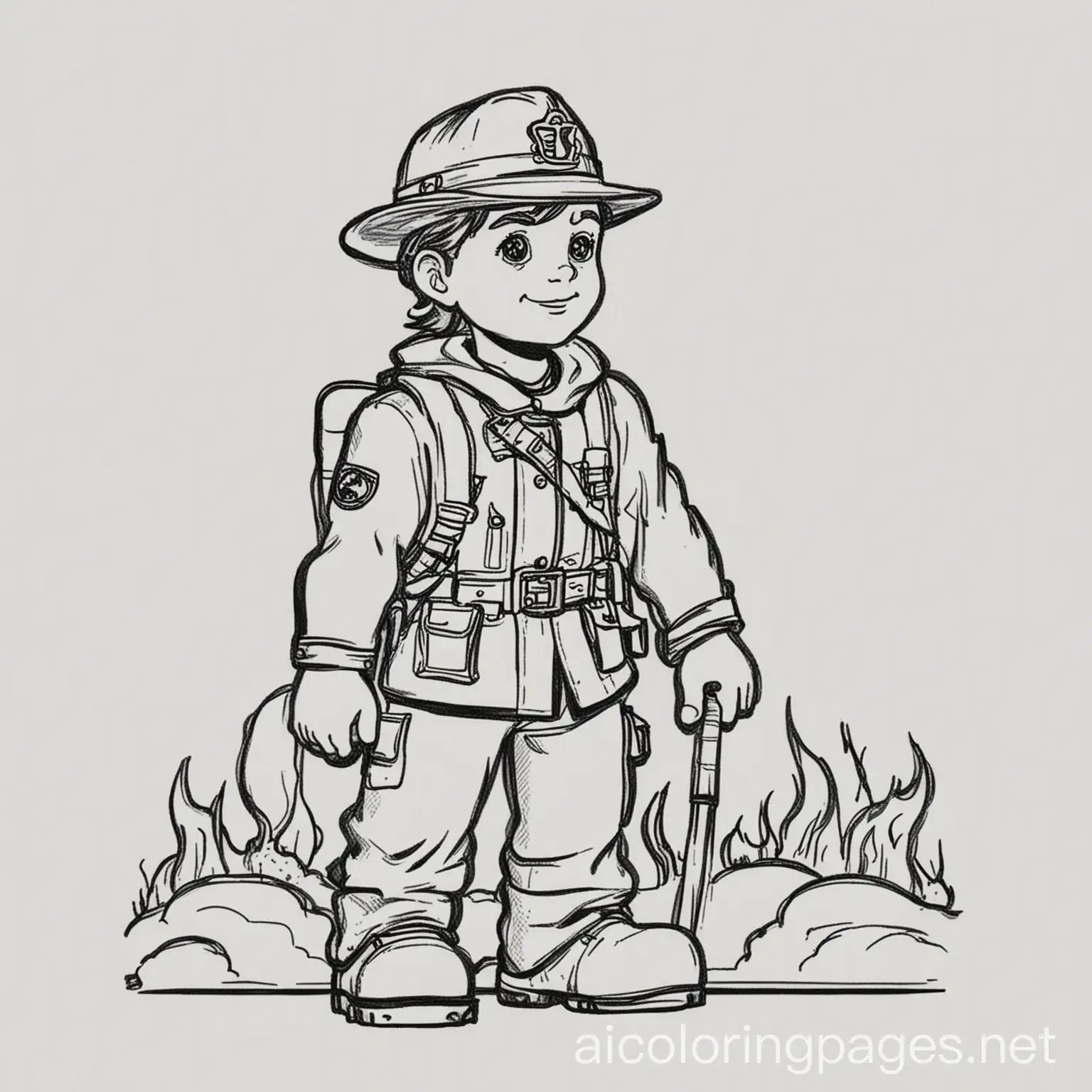 feuerwehrauto, Coloring Page, black and white, line art, white background, Simplicity, Ample White Space. The background of the coloring page is plain white to make it easy for young children to color within the lines. The outlines of all the subjects are easy to distinguish, making it simple for kids to color without too much difficulty