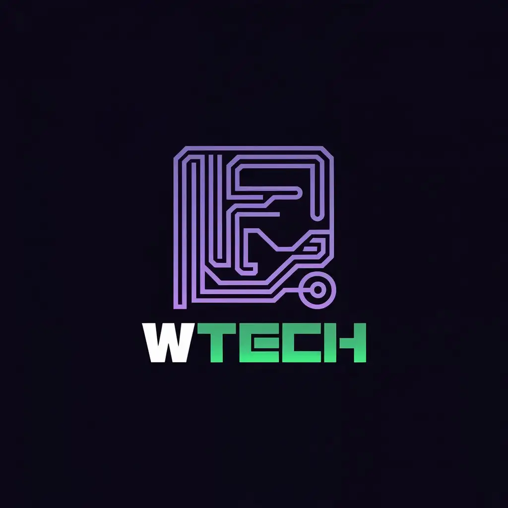 LOGO Design for WTECH Minimalist with Vibrant Green White and Black Focused on Technology and Innovation