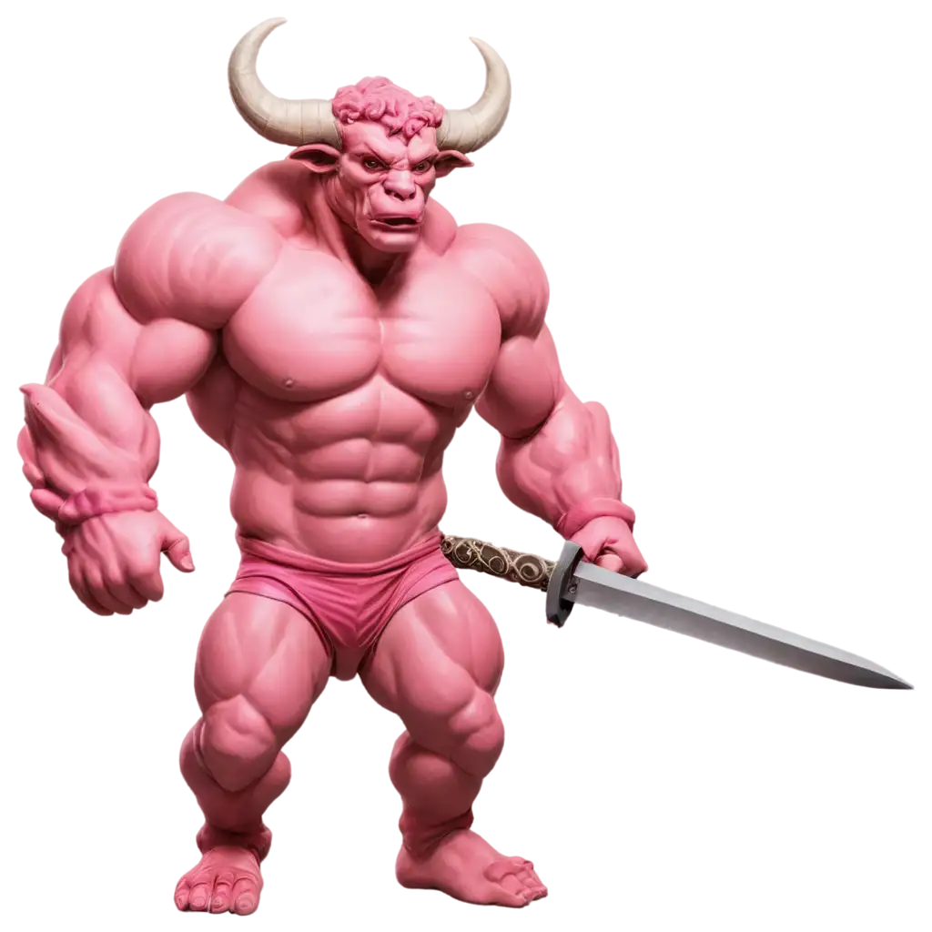 Minotaur-Pink-PNG-Captivating-Mythical-Creature-in-Vibrant-Colors