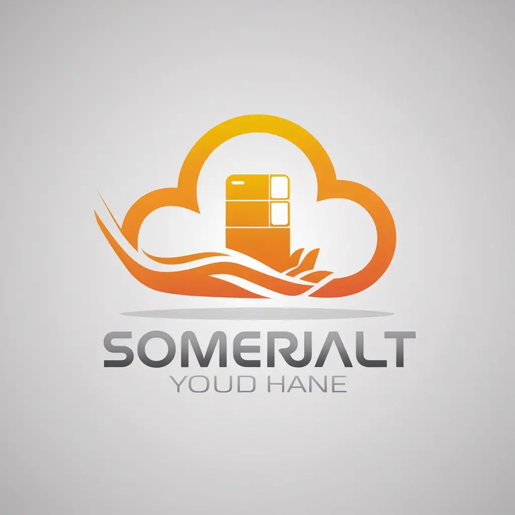 LOGO Design For Somersaulting Cloud Hand Dynamic White Cloud with Orange Cell Phone Pattern