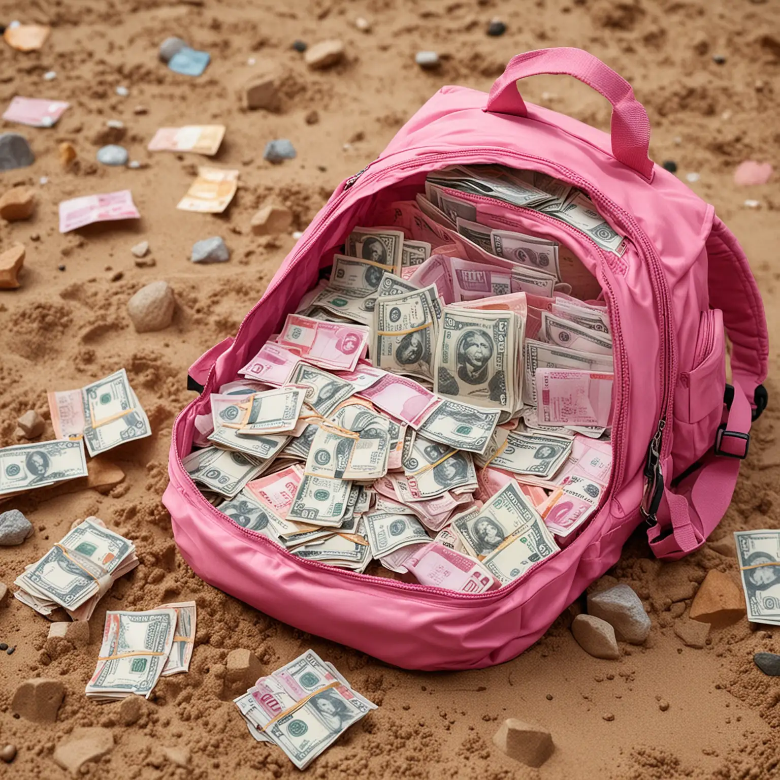 Childrens Sandbox Adventure with Spilling Bank Notes