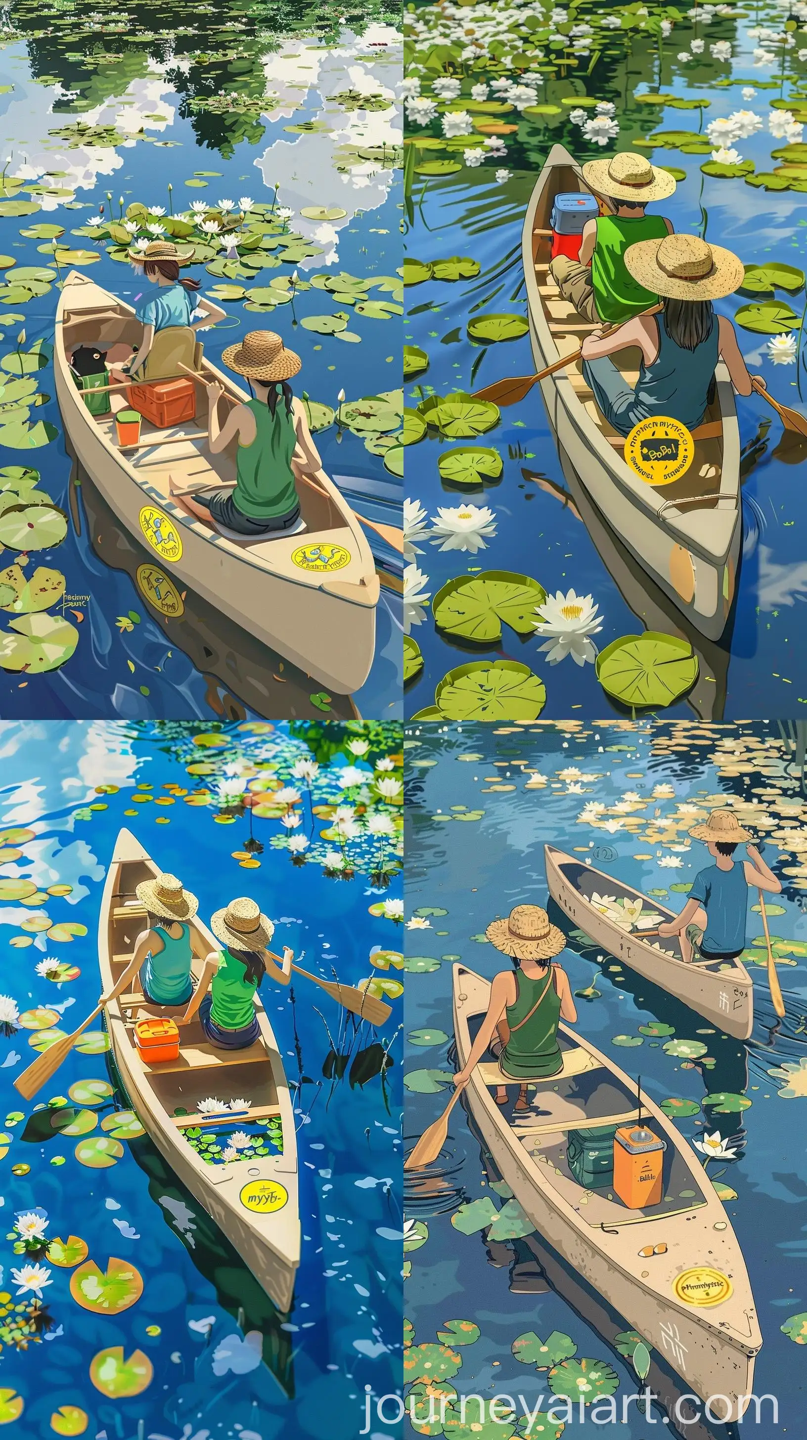 Serene-Canoeing-on-Lily-Pad-Lake-with-Pixelmystic-Logo