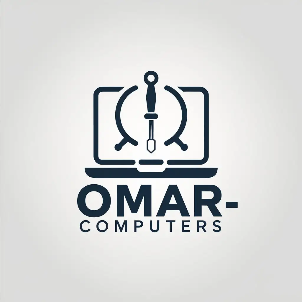 a vector logo design,with the text "omar-computers", main symbol:computer laptop electronics repair,Minimalistic,be used in Technology industry,clear background