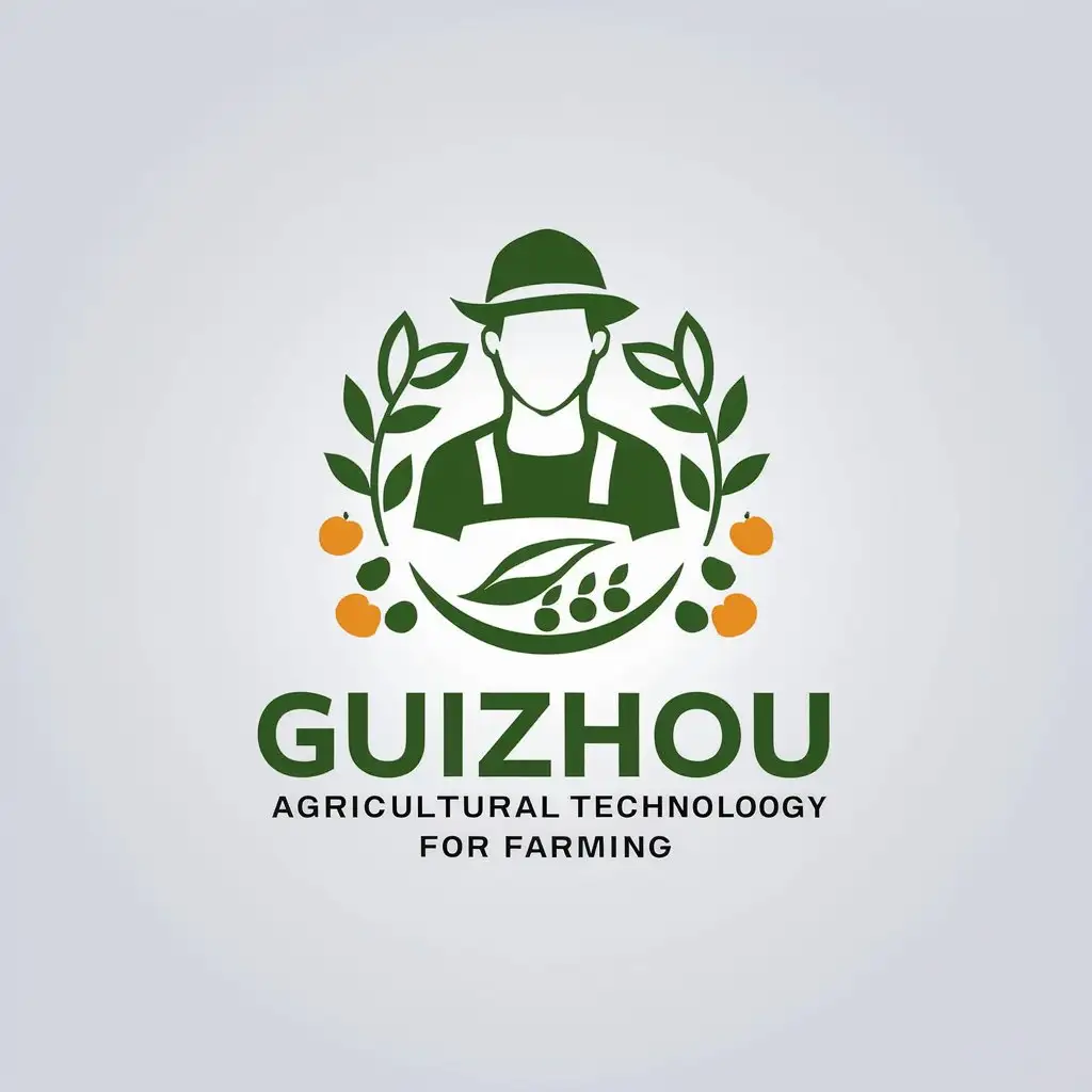 LOGO-Design-For-Guizhou-Agricultural-Technology-Green-and-Healthy-Farmer-with-Fruits-and-Seeds-Theme