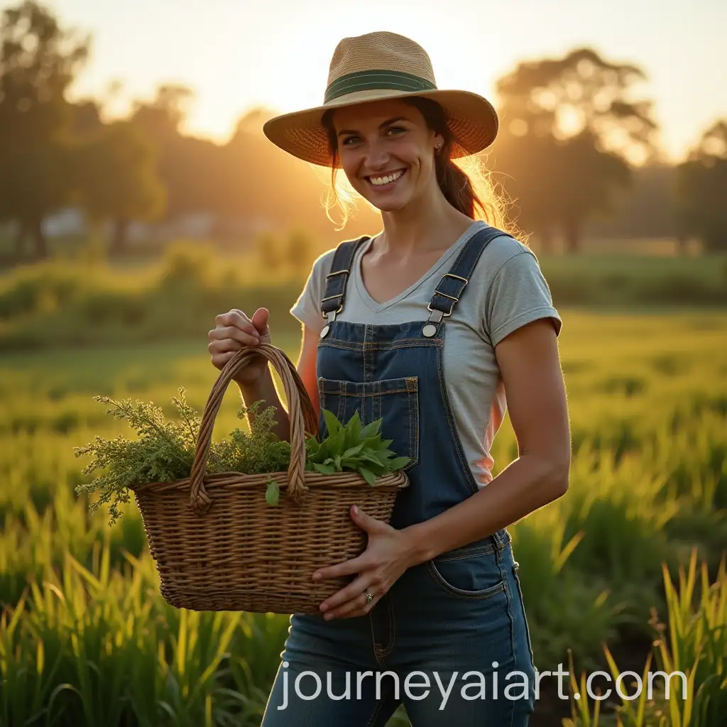 Hardworking-Farmer-Woman-with-Basket-in-Hand-Working-on-Farm