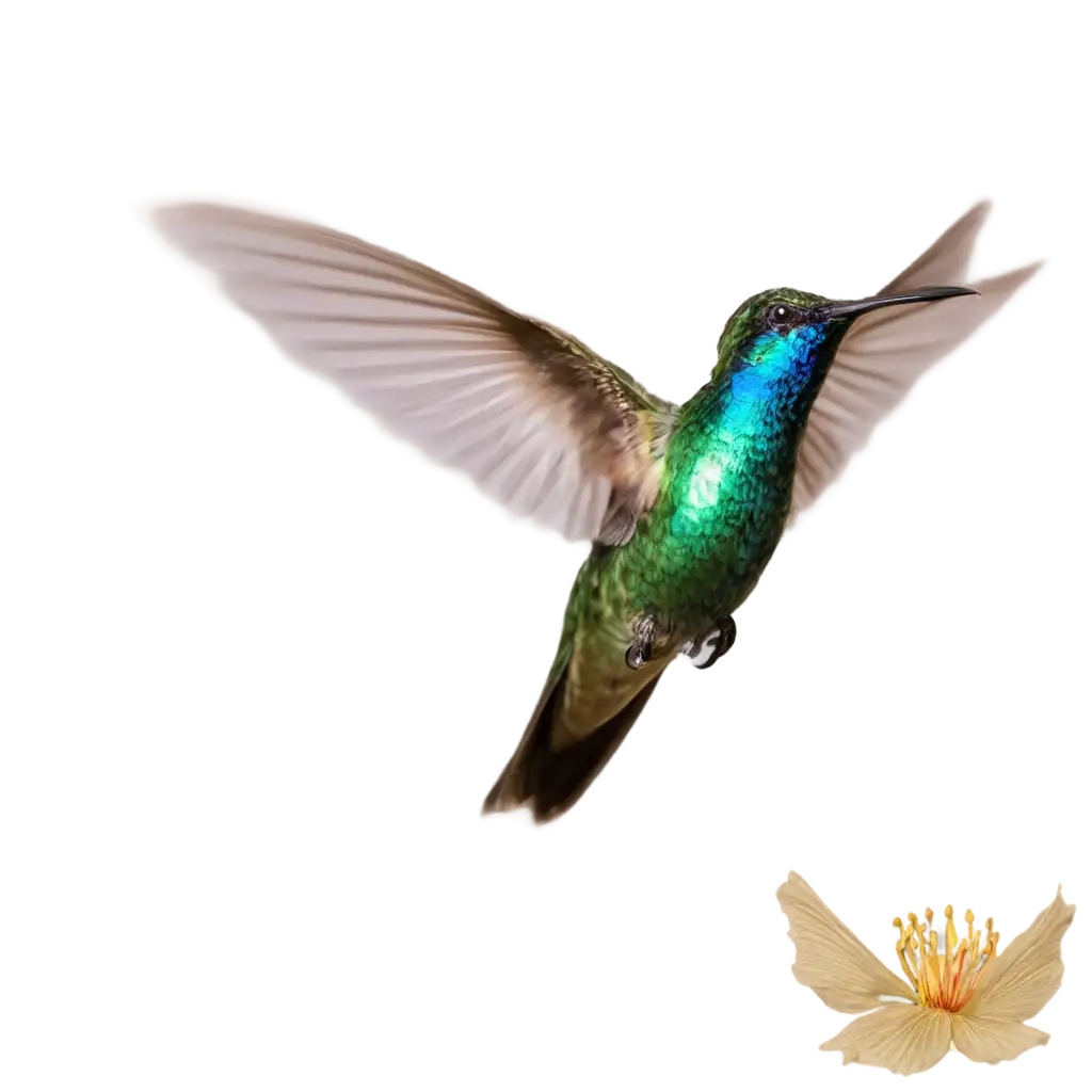 HighQuality-PNG-of-Iridescent-Hummingbird-Hovering-Over-Hibiscus-with-Water-Droplets-Stunning-CloseUp-Photography