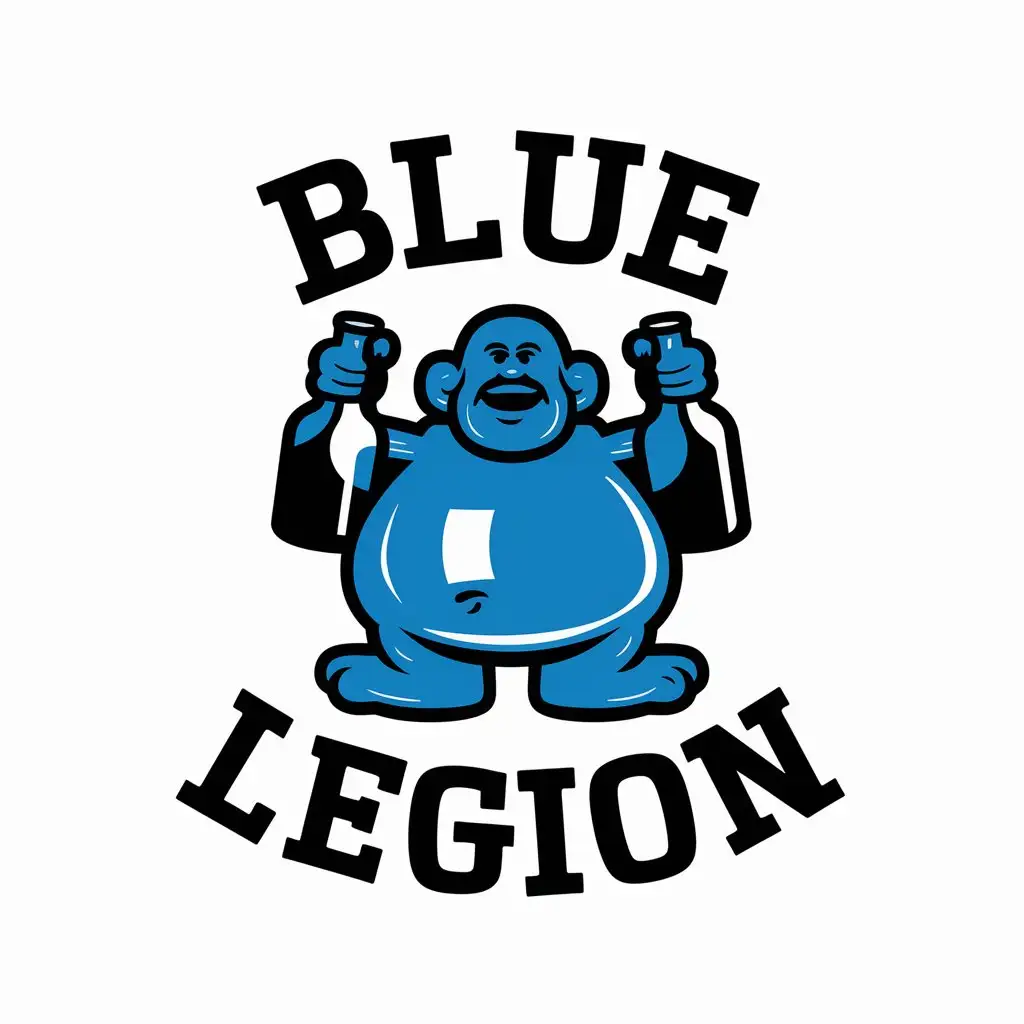 LOGO-Design-for-Blue-Legion-Vector-Design-with-Blue-Fat-Guys-in-Bottles