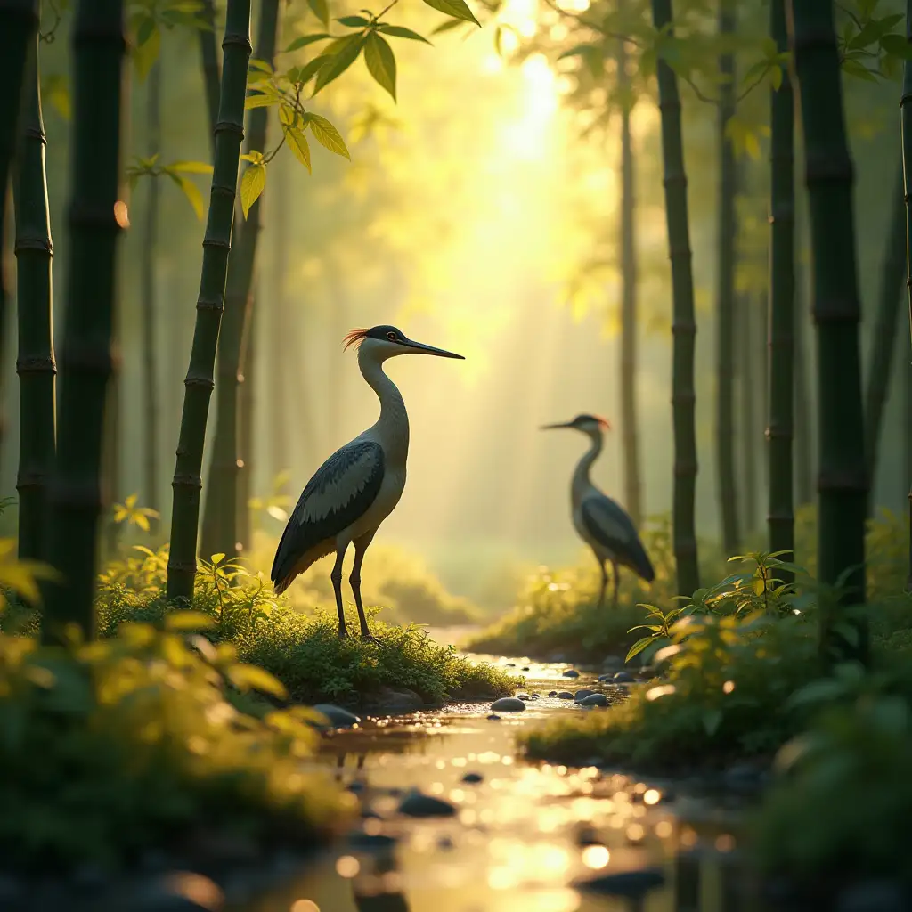 HyperRealistic 3D Bamboo Forest at Sunrise