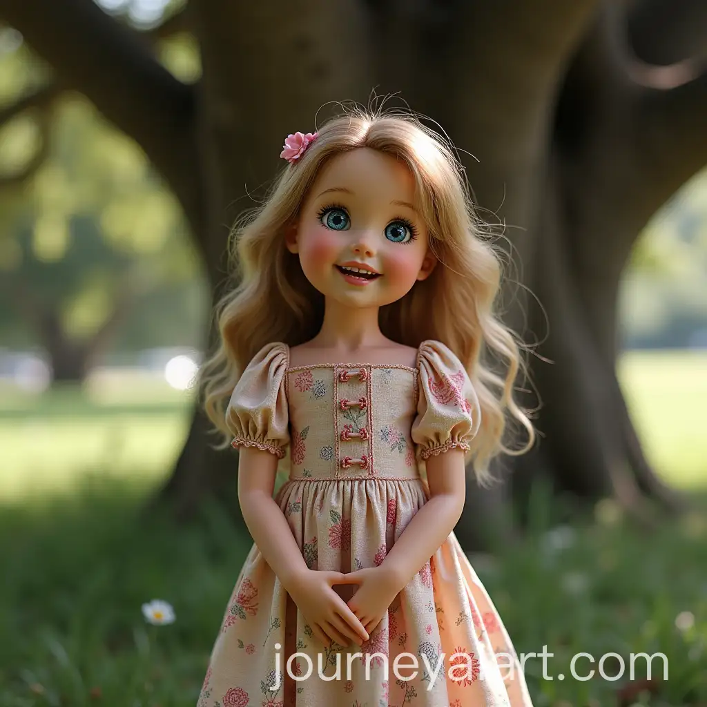 Child-Laughing-Under-an-Old-Oak-Tree-with-a-Detailed-Doll