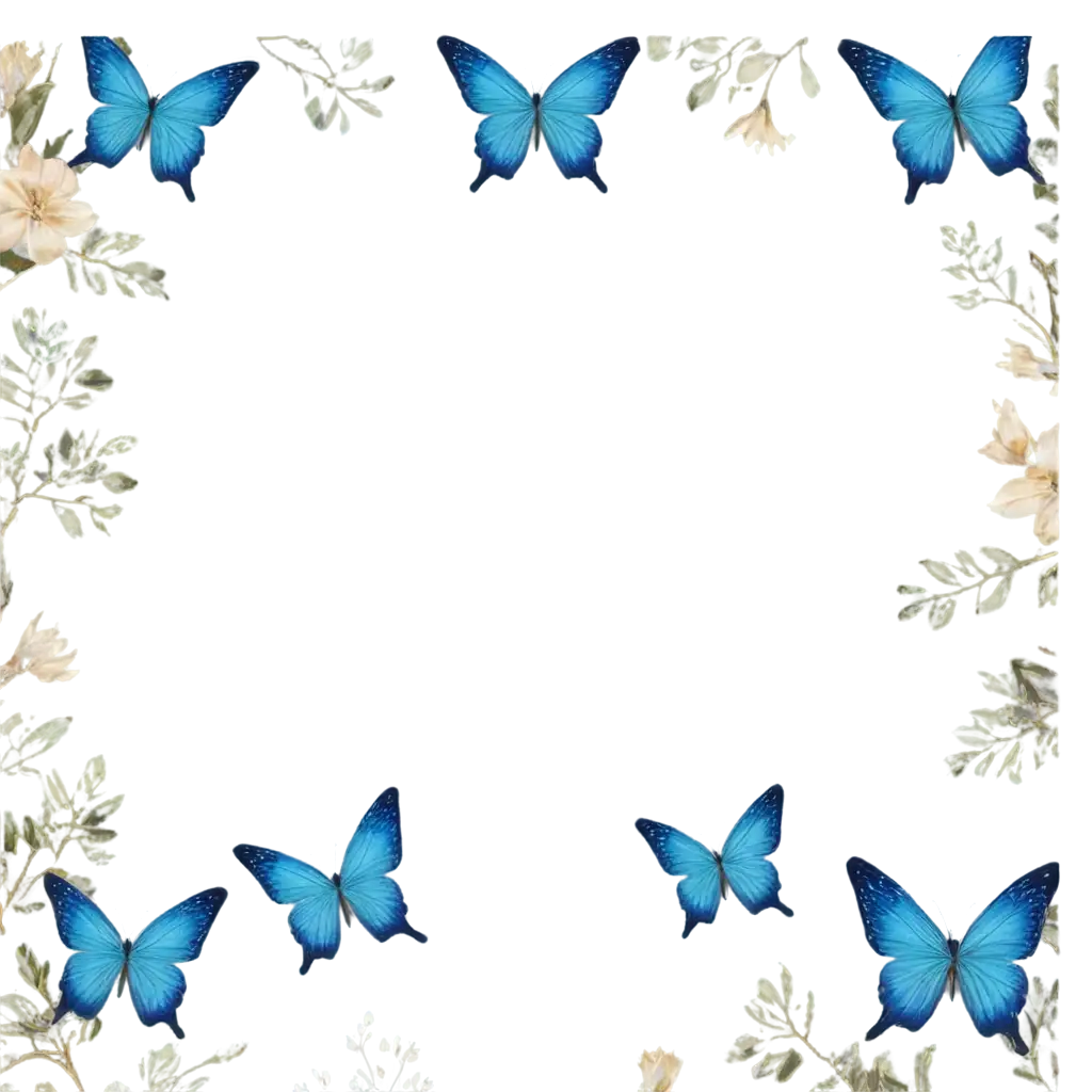 PNG-Image-of-Blue-Butterflies-Flowers-and-Branches-with-Ana-Luiza-XV-Years