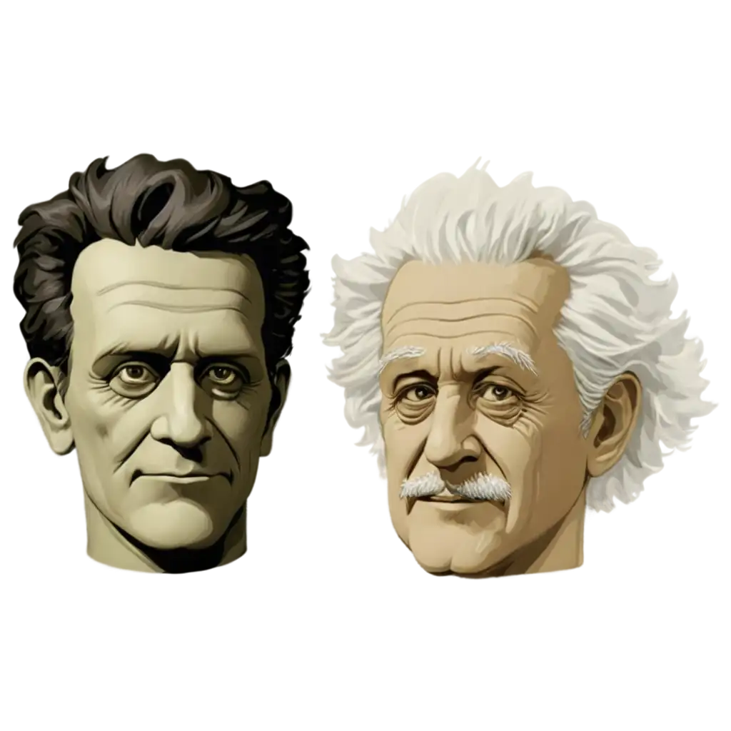 Unique-PNG-Artwork-Frankenstein-and-Einstein-Faces-Side-by-Side