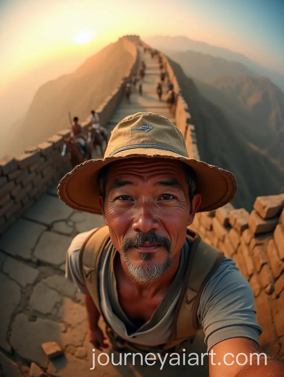 Chinese-Laborer-Taking-Selfie-During-Great-Wall-Construction