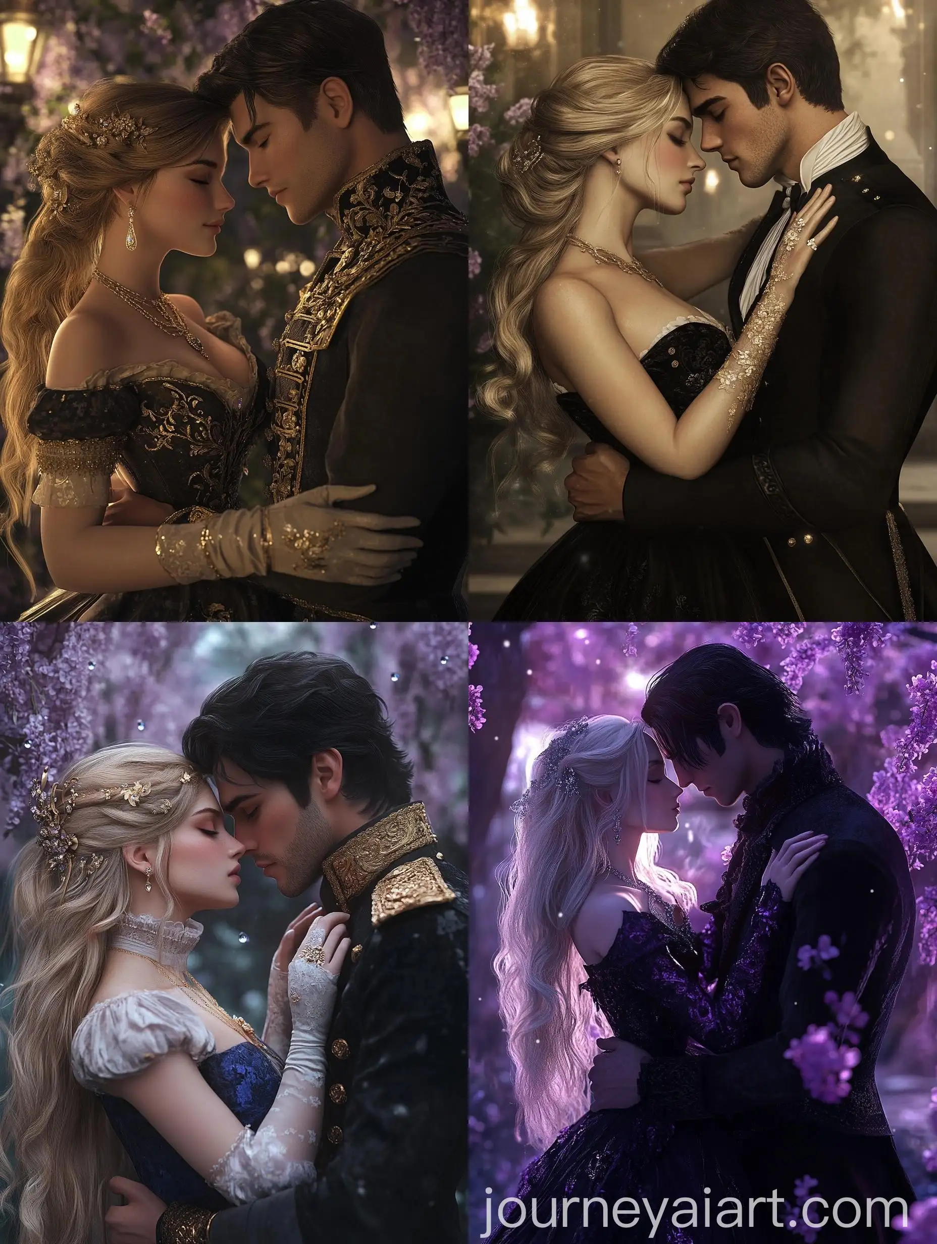 Passionate-Kiss-in-Bridgerton-Style-Royal-Setting-Under-Meteor-Shower