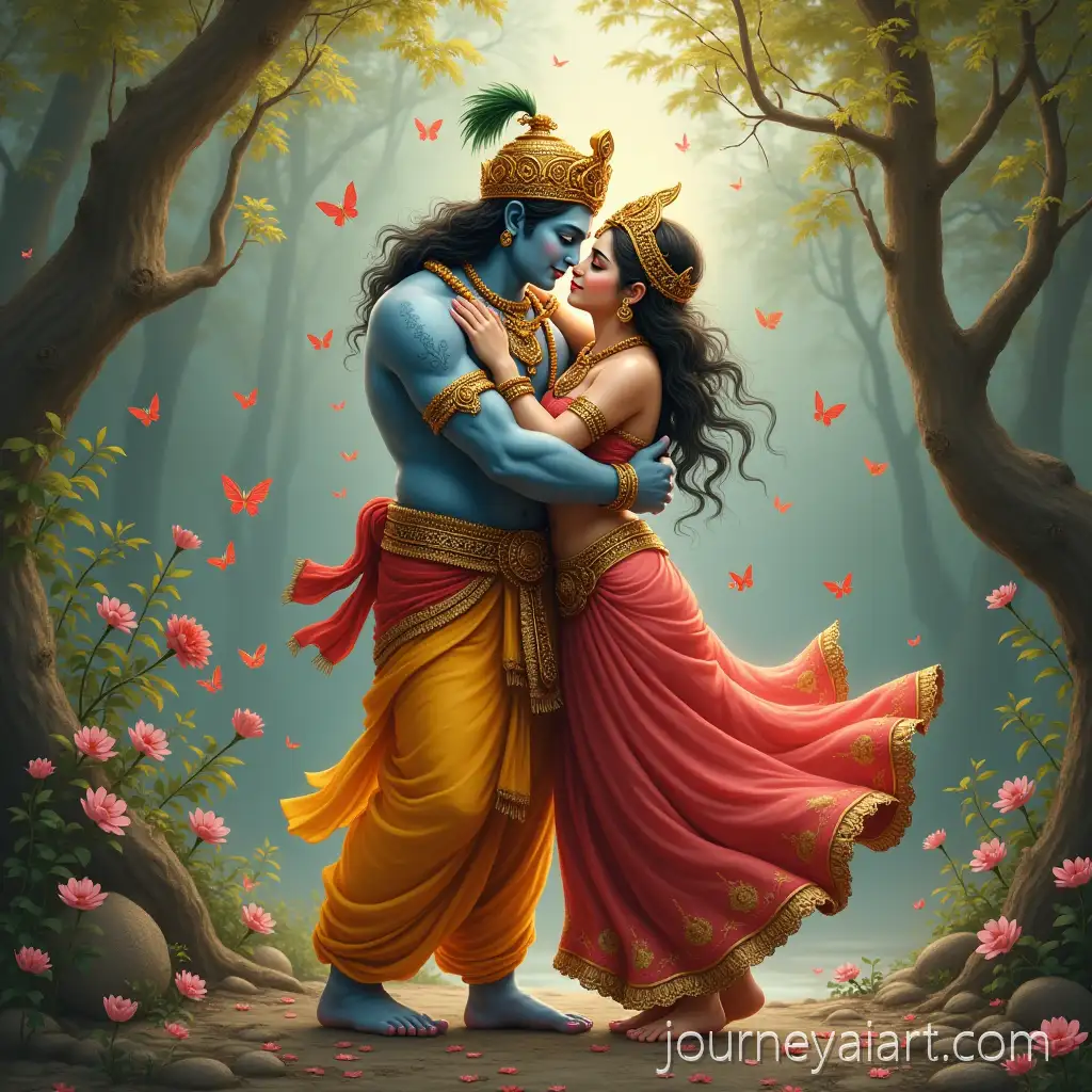 Radha-and-Krishna-Embracing-in-Serene-Divine-Love-in-a-Sacred-Garden