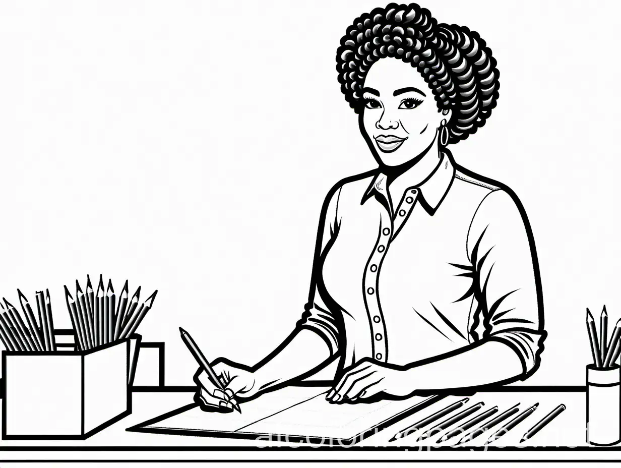 Beautiful-Black-Women-Coloring-Page-Black-and-White-Line-Art