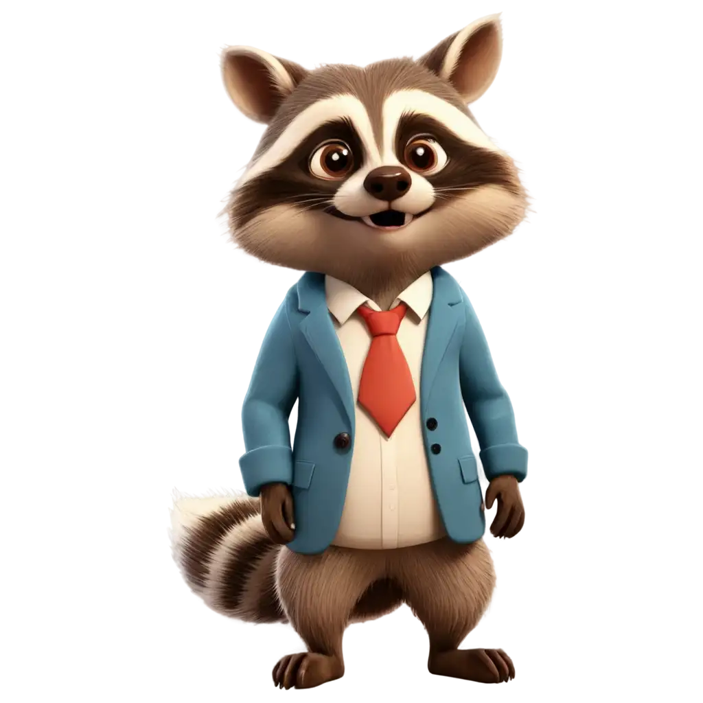 A rich cartoon raccoon