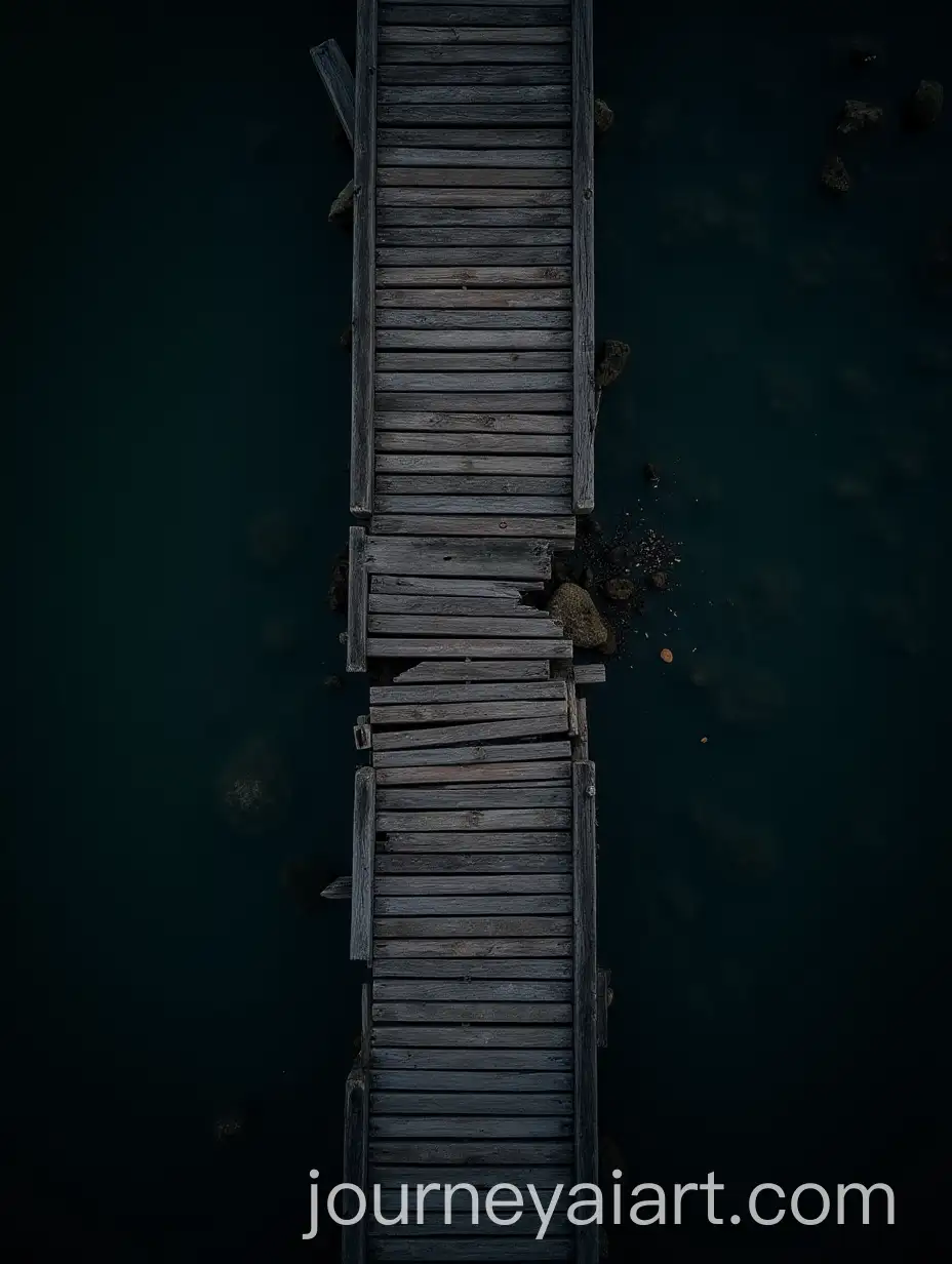 A-Broken-Wooden-Bridge-in-the-Dark-from-Above