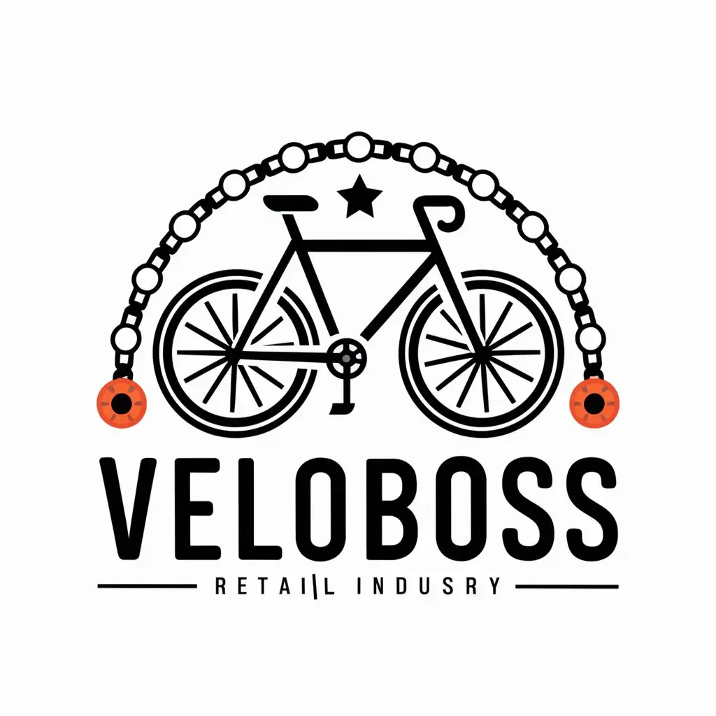 a vector logo design,with the text "VeloBoss", main symbol:Bicycle chain, star, bicycle,Moderate,be used in Retail industry,clear background