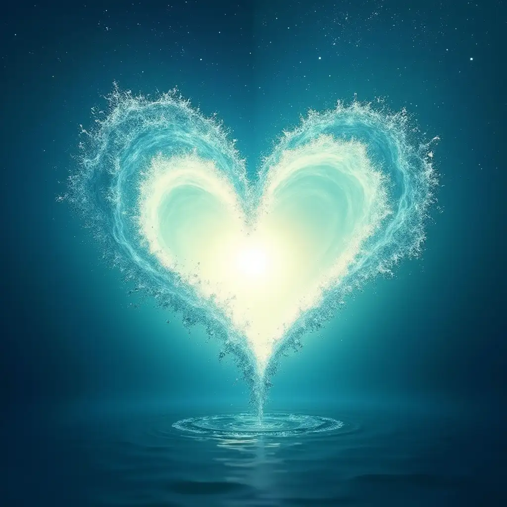 Sparkling Celestial HeartShaped Vortex of Aqua and Blue Water