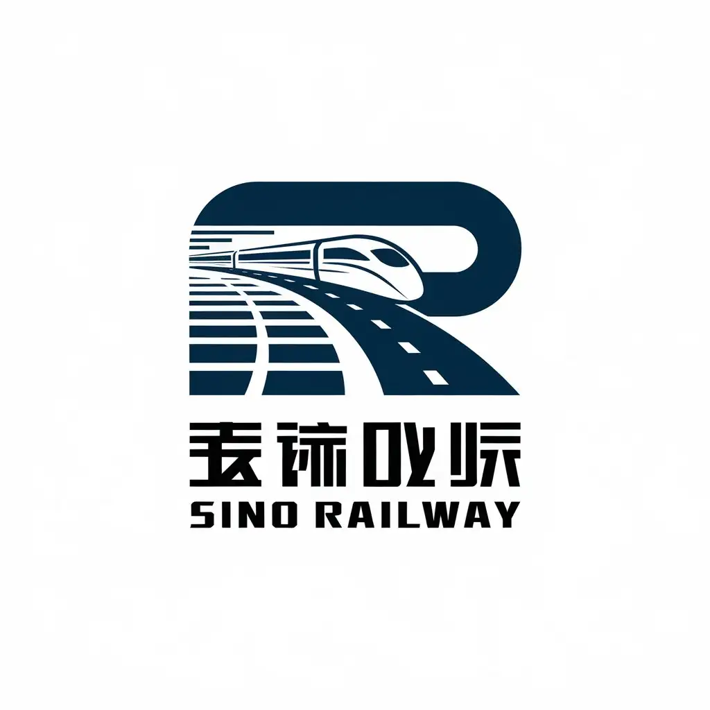 a vector logo design,with the text "SINO RAILWAY", main symbol:Railway, network, high-speed, road network,Moderate,be used in traffic transport industry,clear background