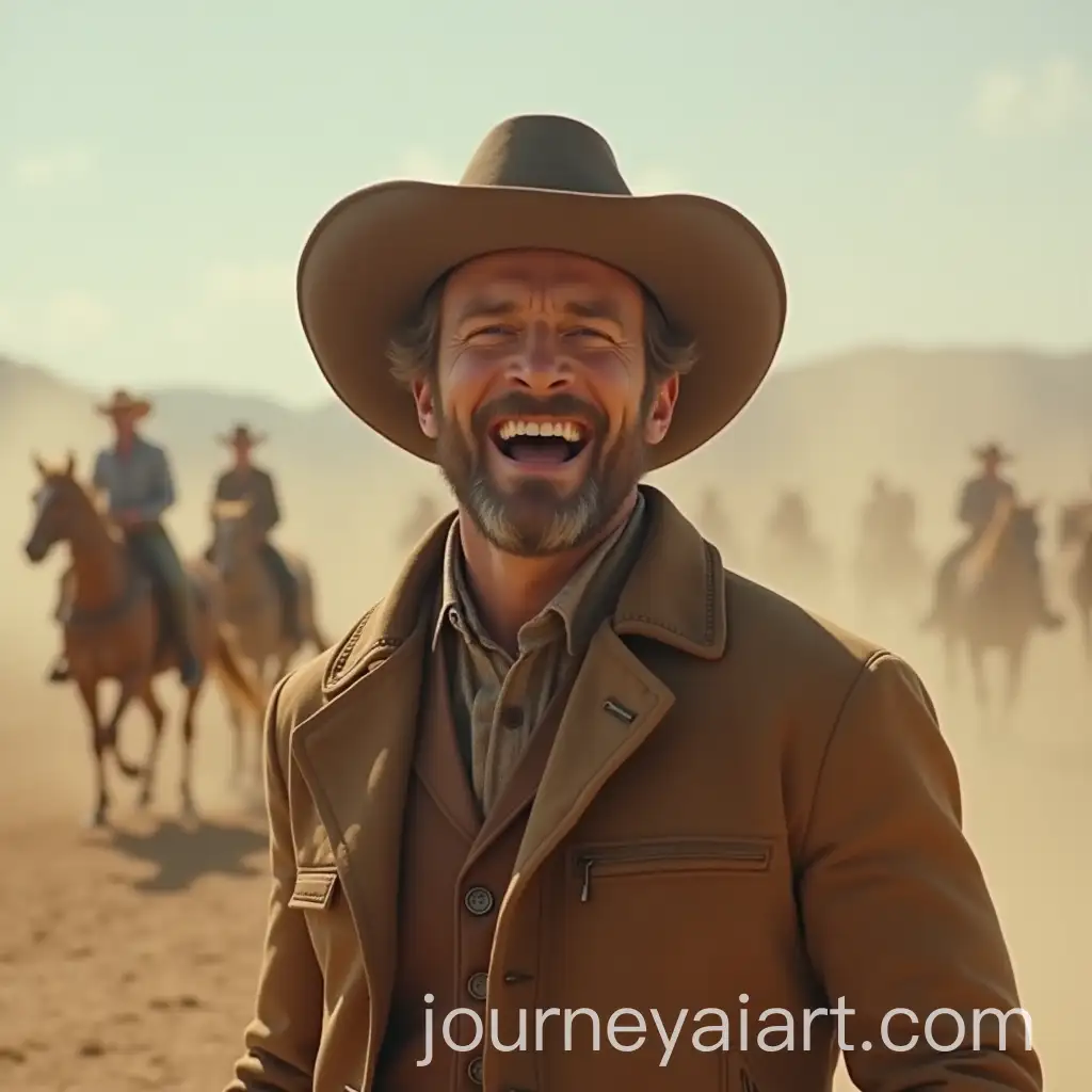 Arthur-Morgan-Laughing-in-a-Dusty-Western-Landscape