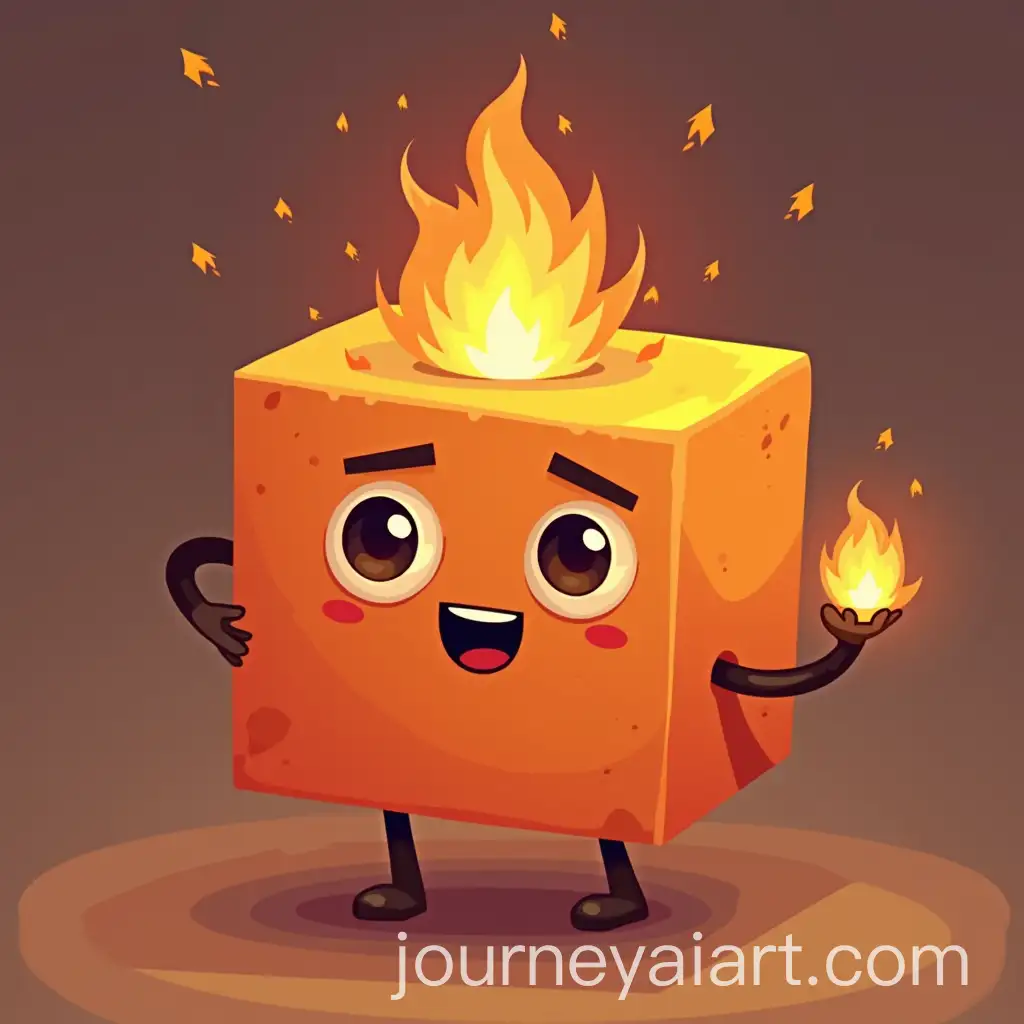 Cartoon-Cube-Character-Holding-a-Tiny-Flame