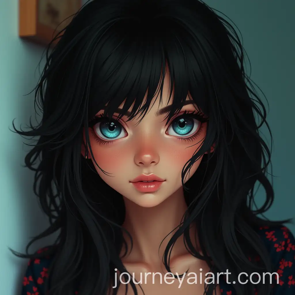 Young-Girl-with-Blue-Eyes-and-Black-Hair