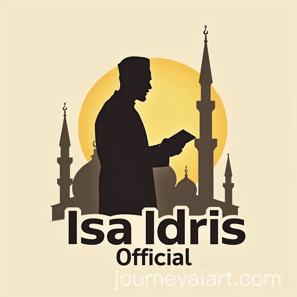 Silhouette-of-a-Storyteller-in-Front-of-a-Mosque-with-Artistic-Text-Isa-Idris-Official