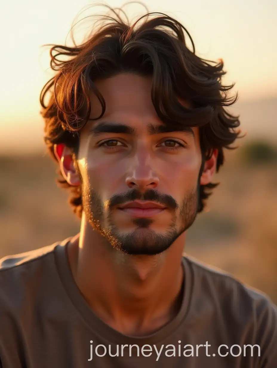 Portrait-of-a-ThirtyYearOld-Man-with-SpanishIranian-Heritage-and-Warm-Brown-Landscape