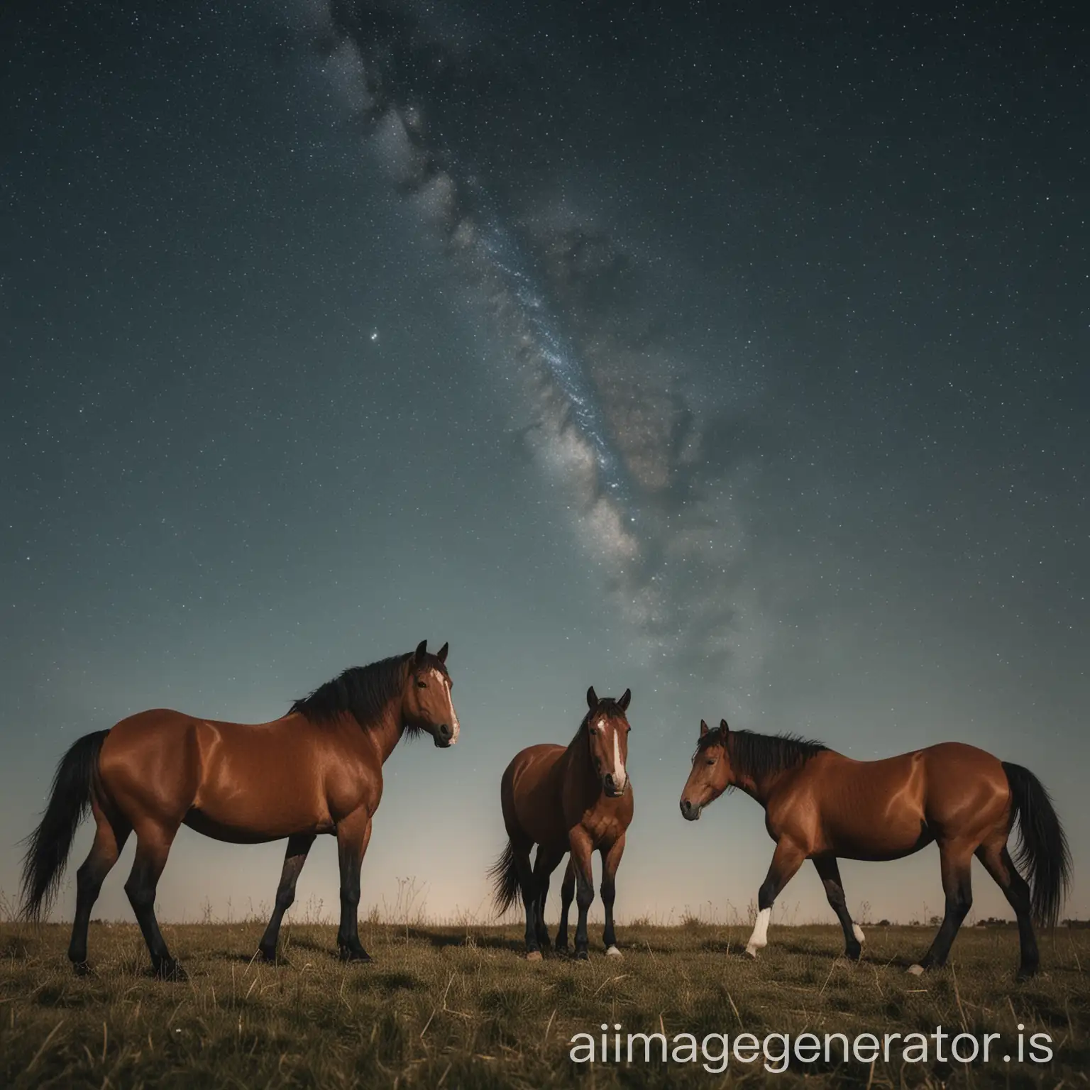 Horses under clear sky